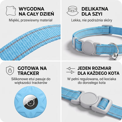 Obroża dla Kota z Etui na Tracker — Miękka, Regulowana, Bezpieczna